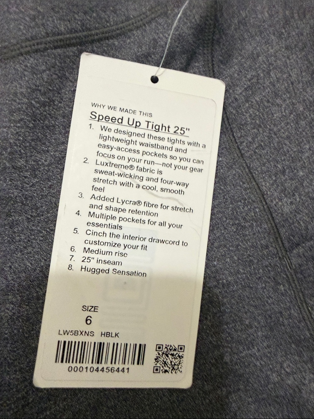 Speed Up Tight 25" Gray Performance Running Tights size 6 - Picture 2 of 4